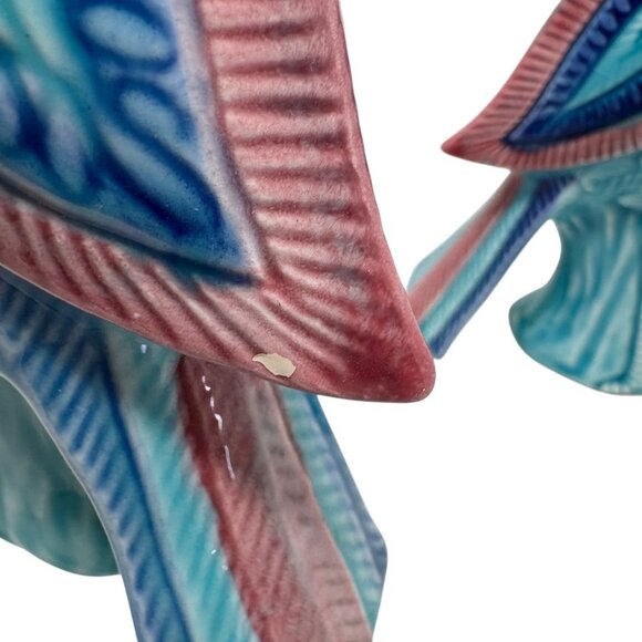 Vintage Japan Majolica Parrot Bird Salt Pepper Shakers 70's Retro 7” Ceramic - Picture 5 of 11